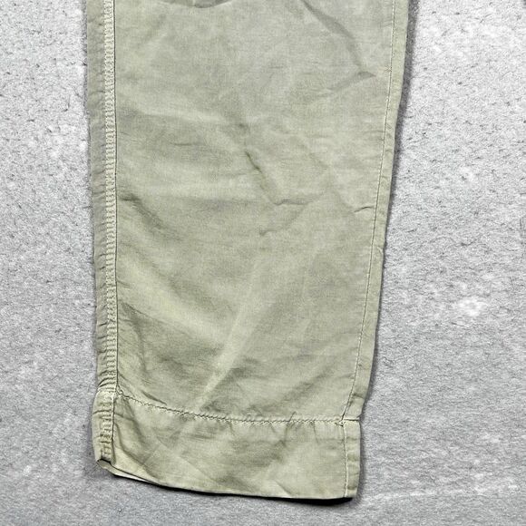 Zara Pants Womens Small Green Linen Blend Elastic Waist Drawstring Relaxed Fit - Picture 4 of 11